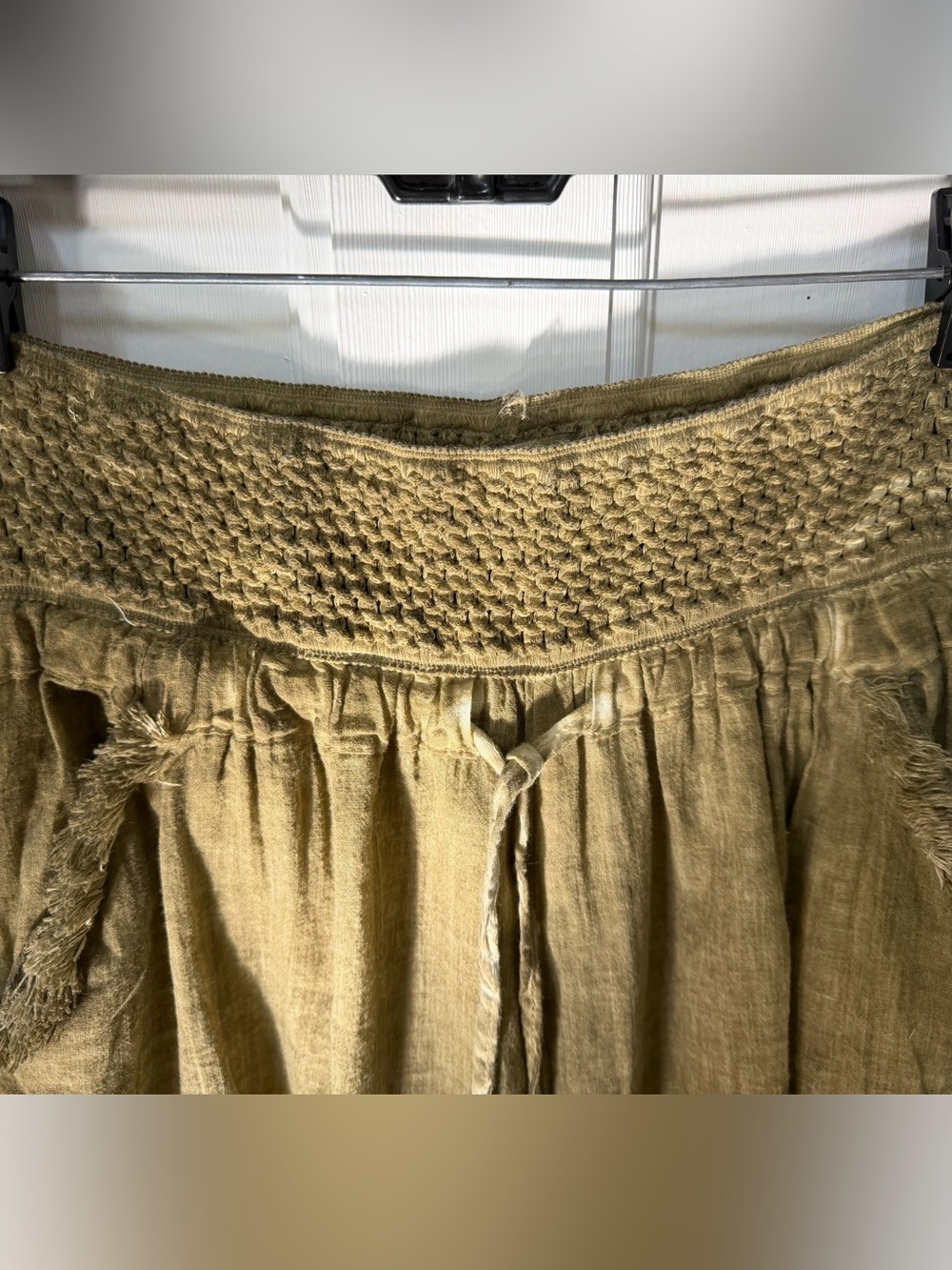 Boho Cotton/Gauzy Blend Olive Wide-Leg Pants - Picture 6 of 9